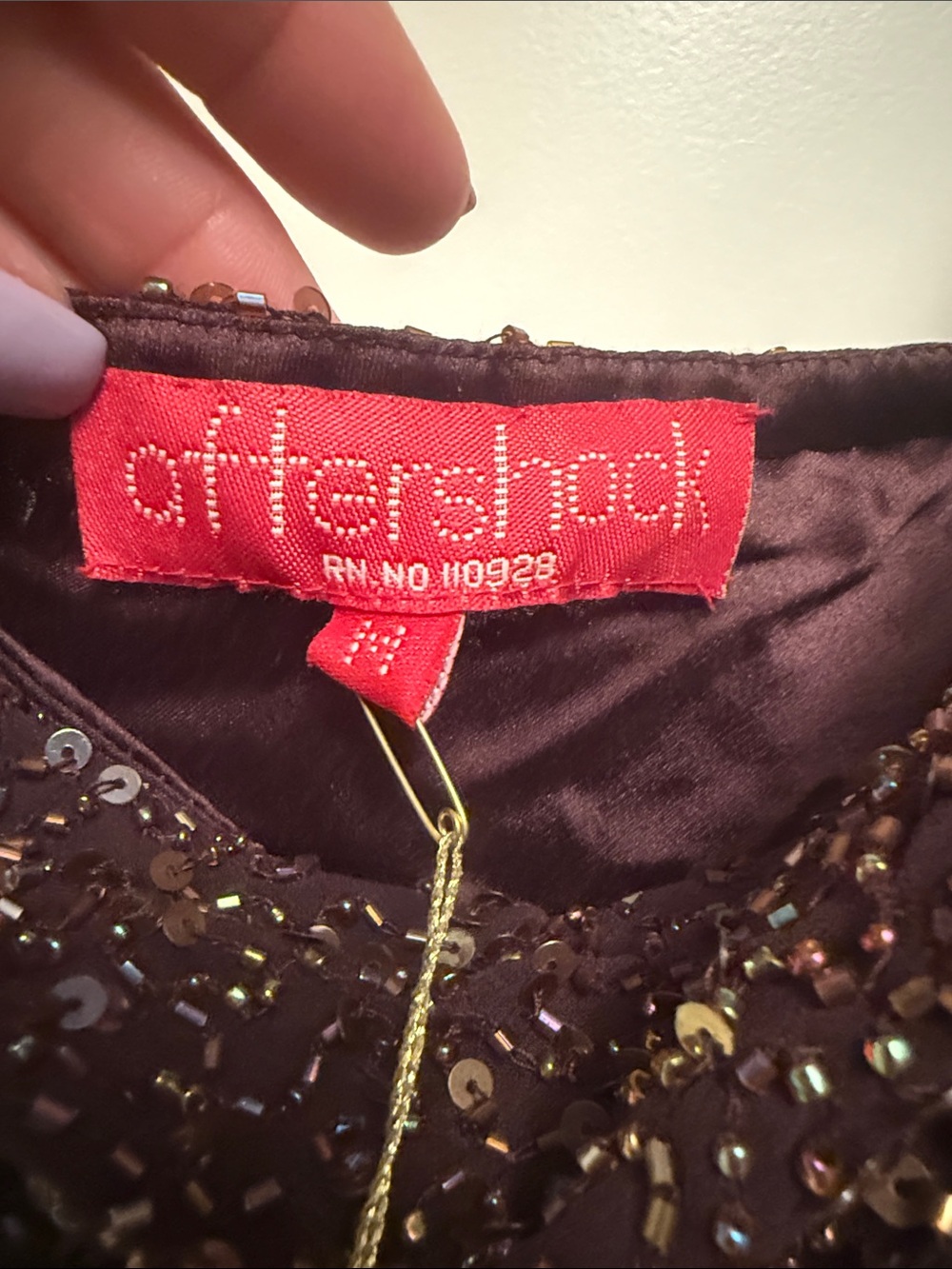 Sequin Cowl Neck Camisole in Dark Brown - Picture 5 of 7